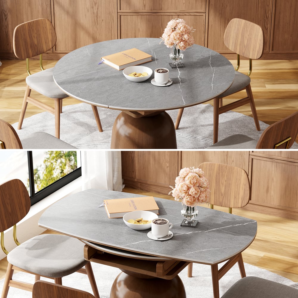 Customer Reviews for 47.24" Modern Extendable Round Dining Table Seats 4-6 People Gray