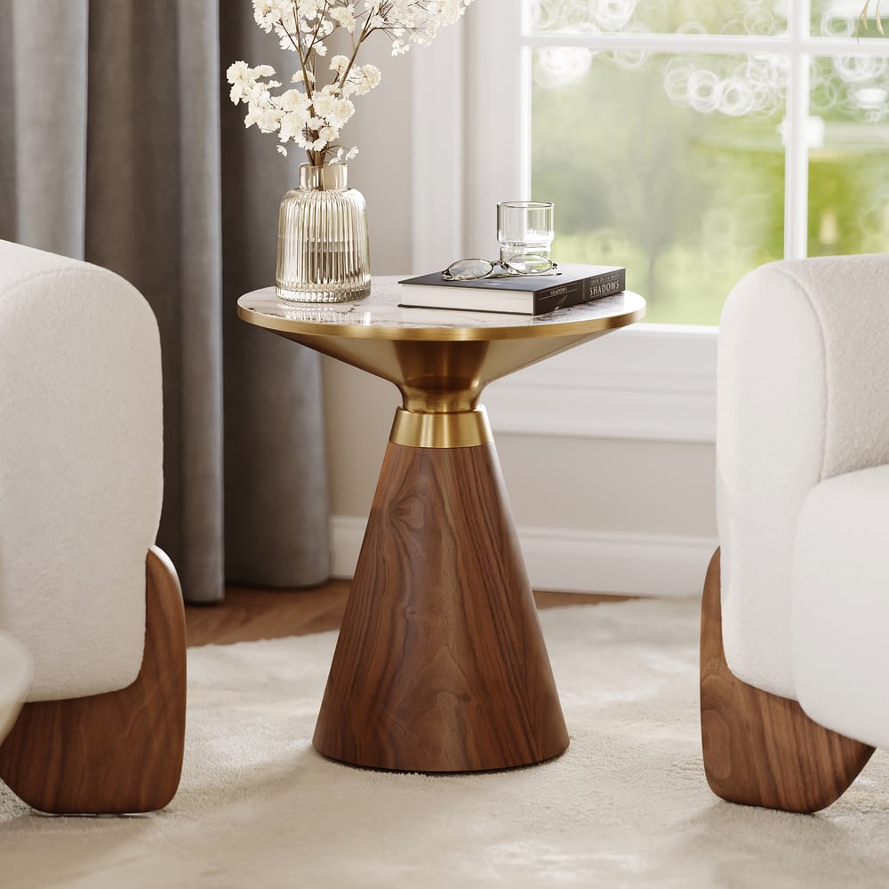 Questions and Answers for Round Walnut End Table with Sintered Stone Top