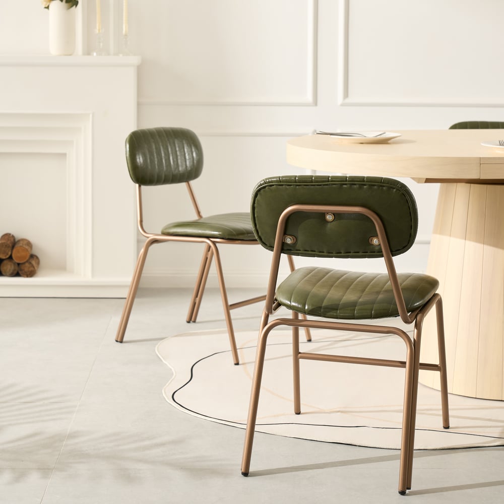 Customer Reviews for Set of 2 Modern Dining Chairs with Faux Leather Upholstery Green