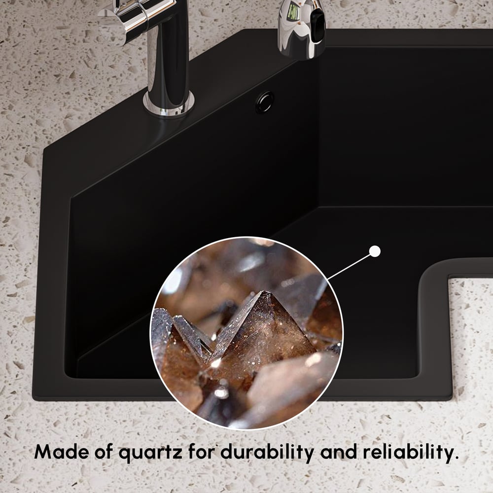 Hodnocení zákazníků pro položku 25" černý rohový kuchyňský dřez moderní křemenný nepravidelný dřez s jednou miskou