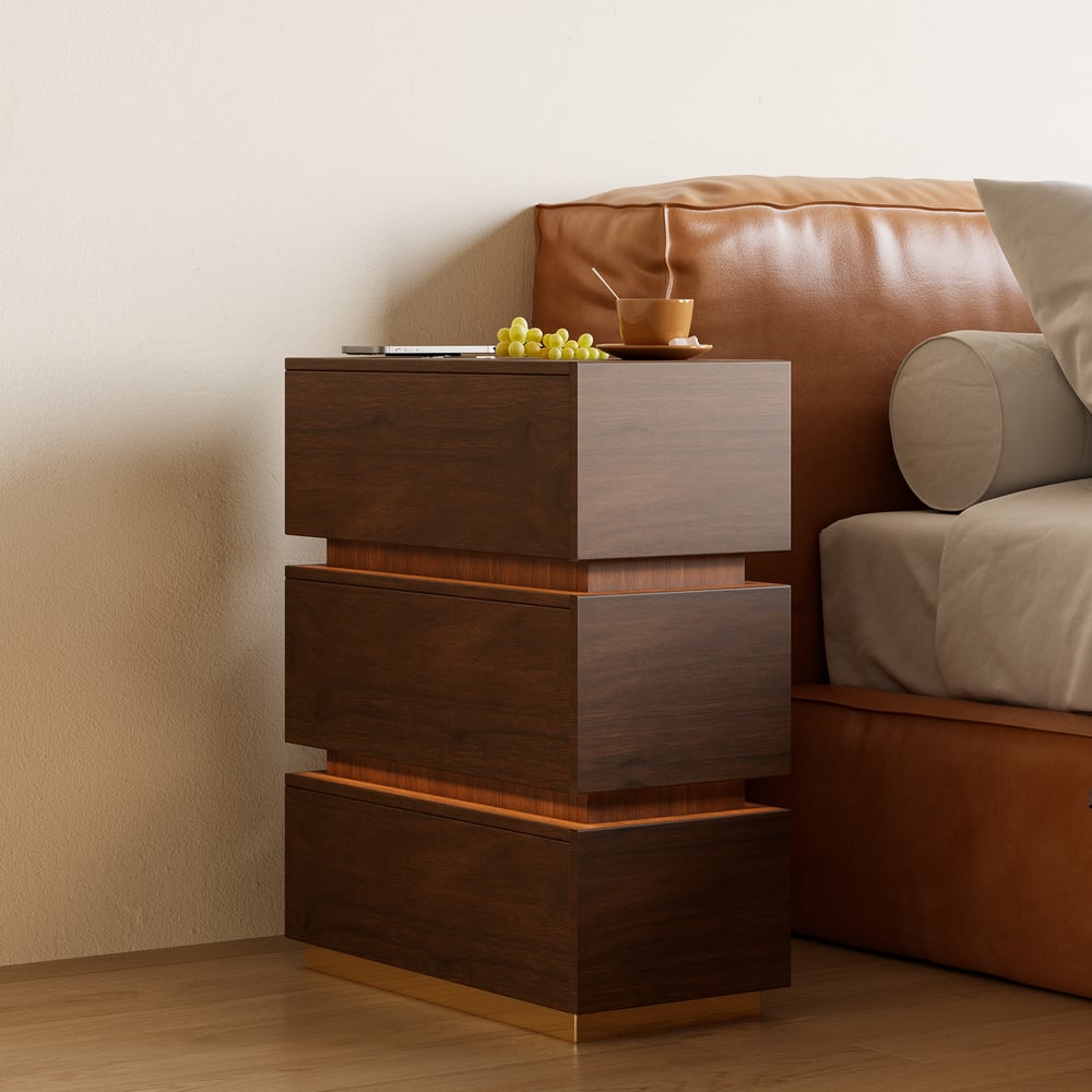 Customer Reviews for Lumio 3-Drawer LED Smart Walnut Nightstand with Light