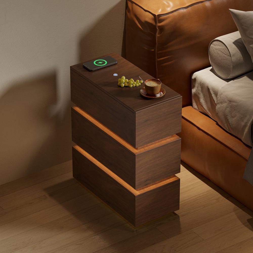 Customer Reviews for Lumio 3-Drawer LED Smart Walnut Nightstand with Light