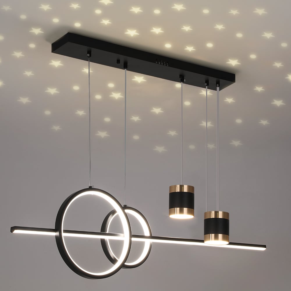 Customer Reviews for Modern Black Kitchen Island light Geometric Starry Hanging Light