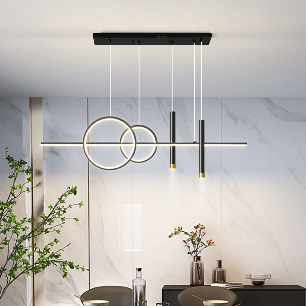 Questions and Answers for Geometric Kitchen Island Light Metal Pendant Light in Black