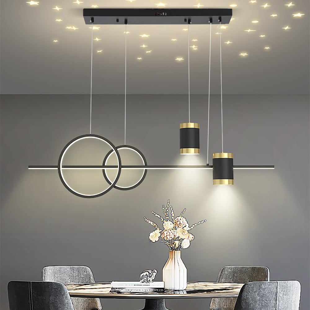Customer Reviews for Modern Black Kitchen Island light Geometric Starry Hanging Light
