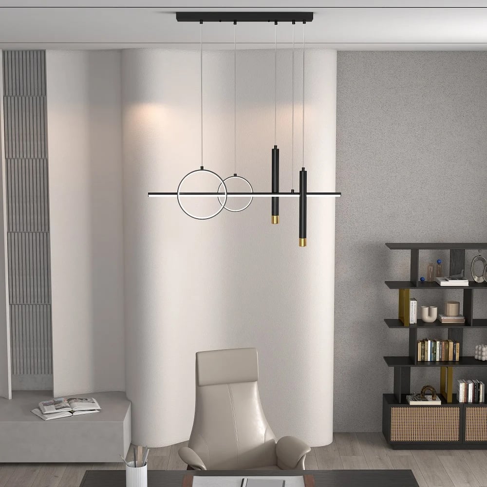 Questions and Answers for Geometric Kitchen Island Light Metal Pendant Light in Black