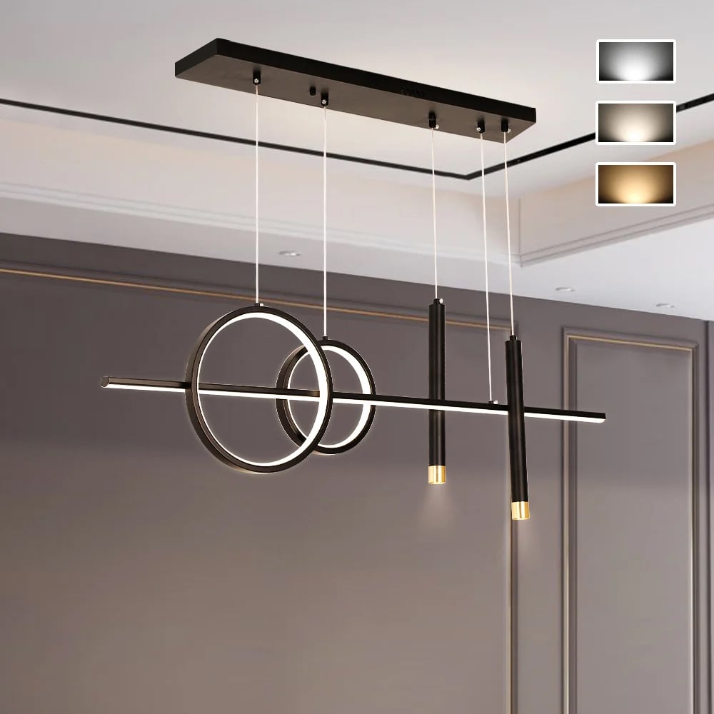 Questions and Answers for Geometric Kitchen Island Light Metal Pendant Light in Black