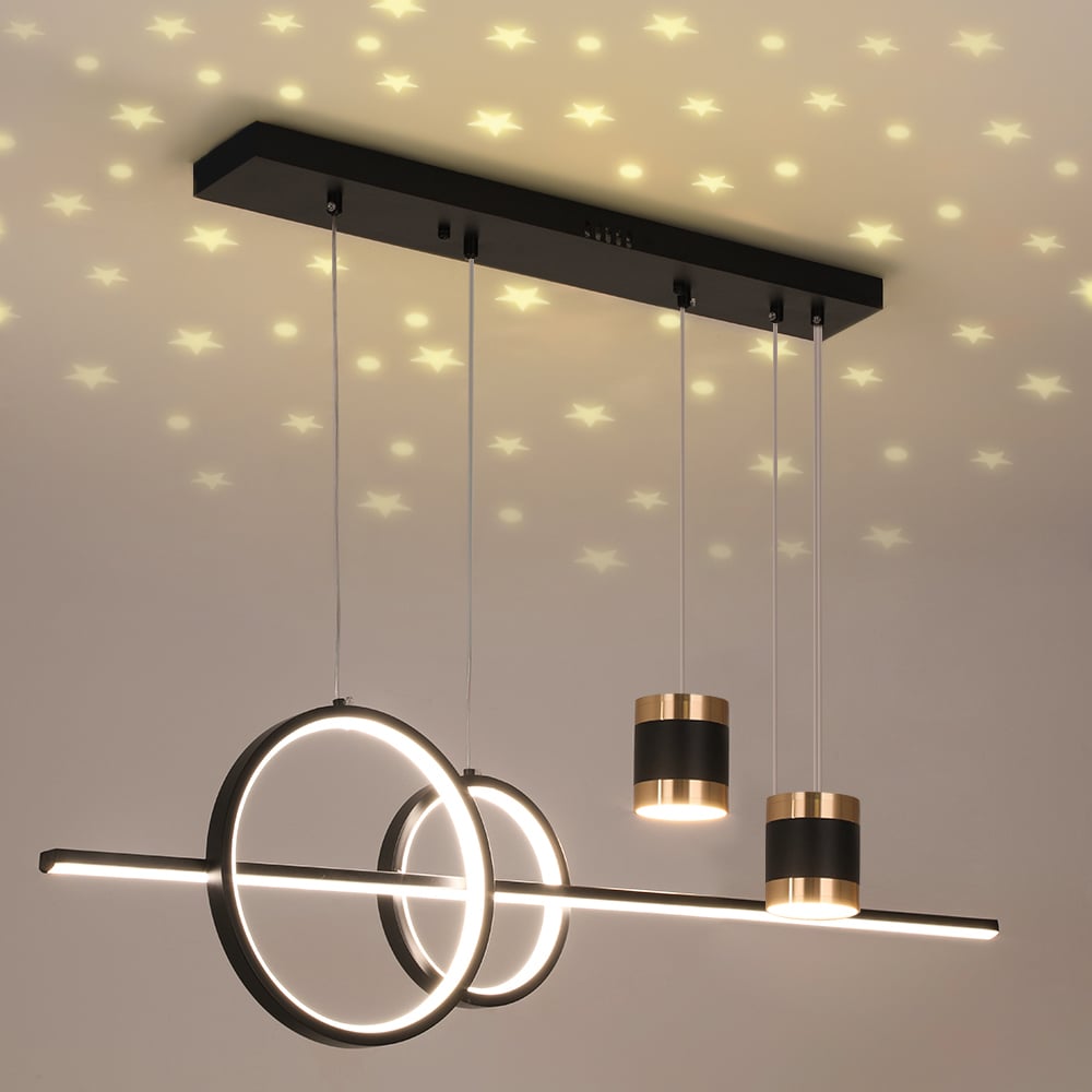 Customer Reviews for Modern Black Kitchen Island light Geometric Starry Hanging Light