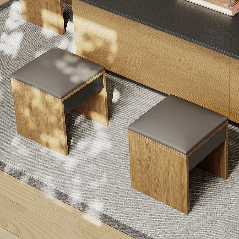 Questions and Answers for 270mm Faux Leather Walnut Upholstered Stools Set of 2(2-Piece)