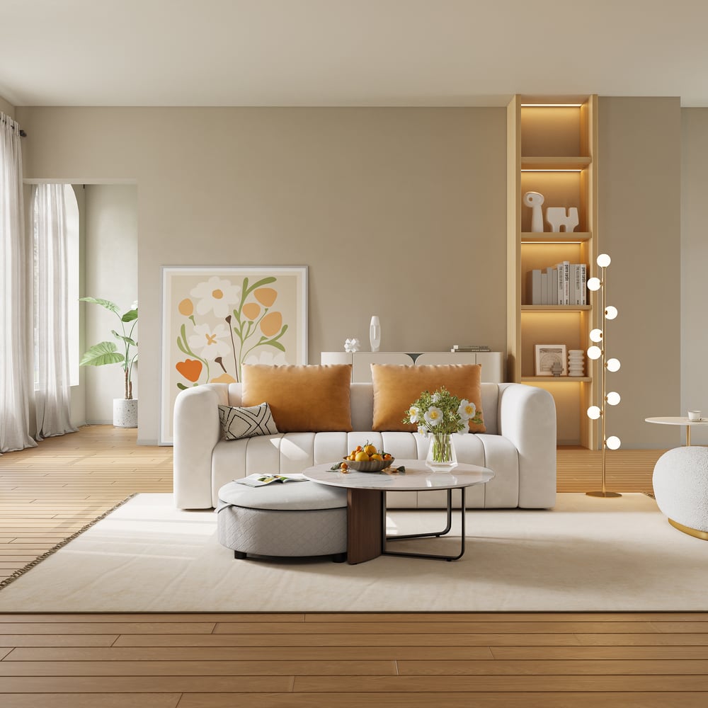 Perguntas e respostas para Conjunto de mesa de café com tampo de pedra sinterizada com armazenamento otomano (30"-35")