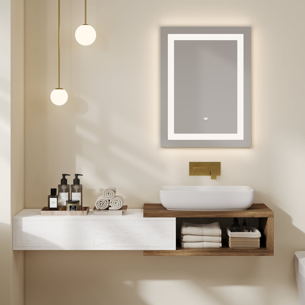 Domande e risposte per Specchio da bagno a LED senza cornice con controllo gestuale, 61 x 32", antiappannamento e altoparlante Bluetooth