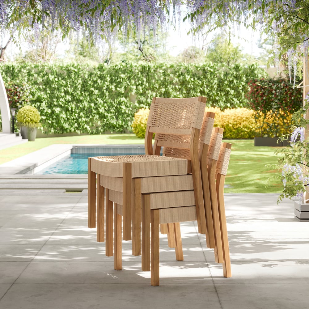 Questions et Réponses pour Chaises de salle à manger d'extérieur en bois d'acacia et tissées à la corde, 2 pièces