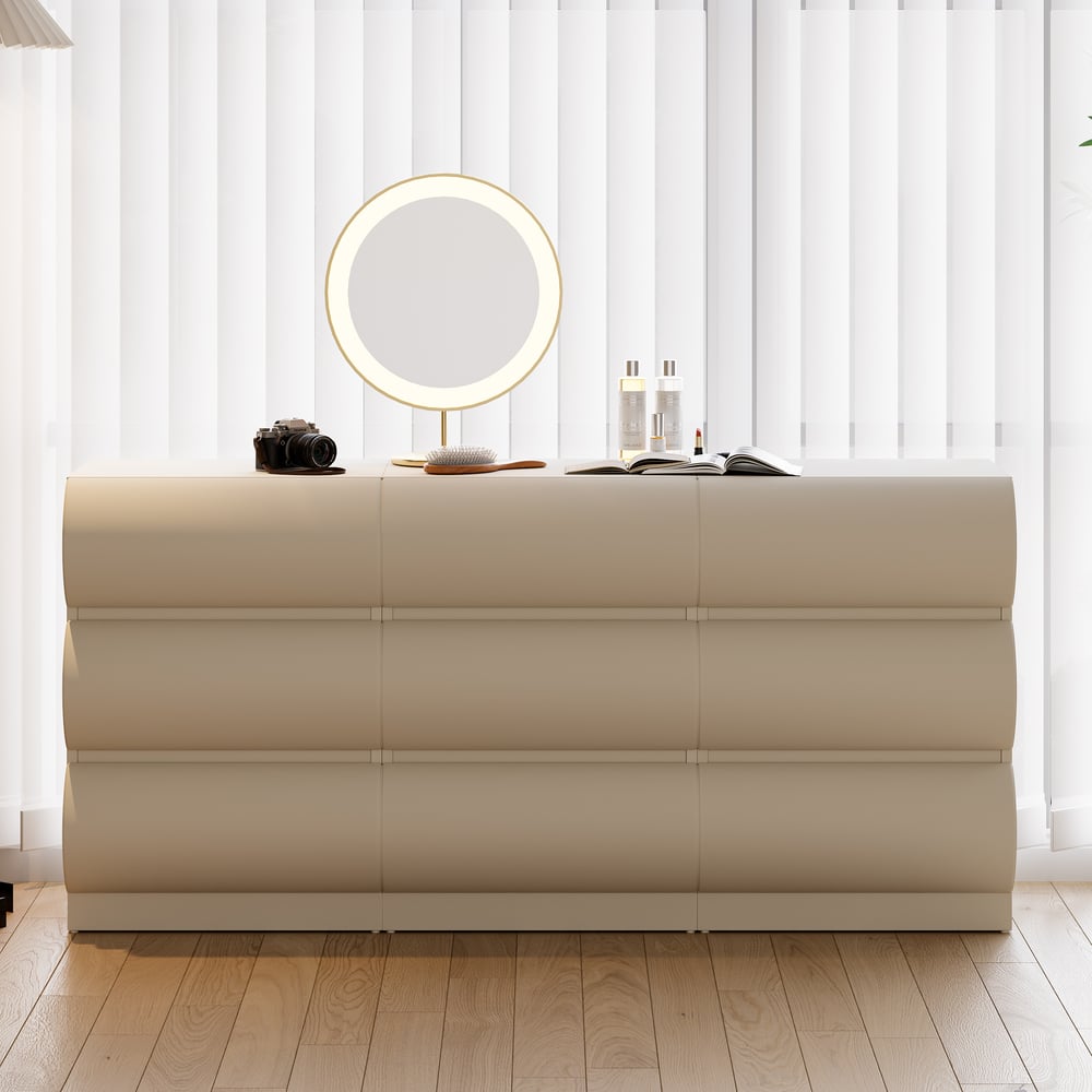 Questions and Answers for Humply 59" Leather White 9-Drawer Dresser Chest