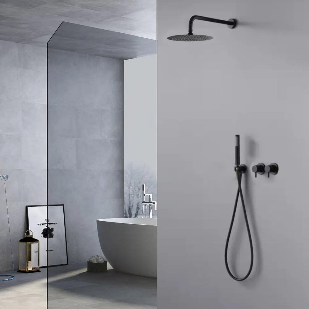 Questions and Answers for 250mm Wall-Mounted Round Black Shower Set 2-Function with Hand Shower