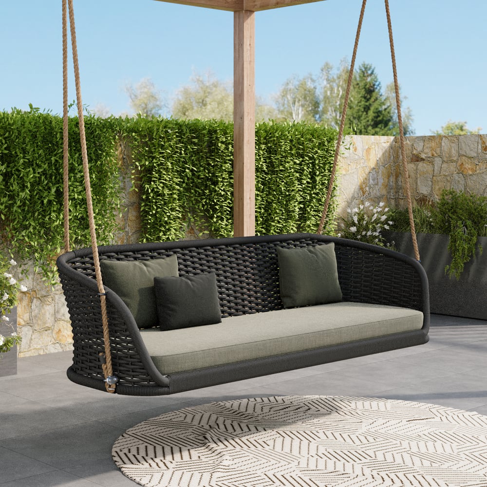 Questions and Answers for Traditional Wide Outdoor Rattan Swing Sofa Hanging Chair with Cushion