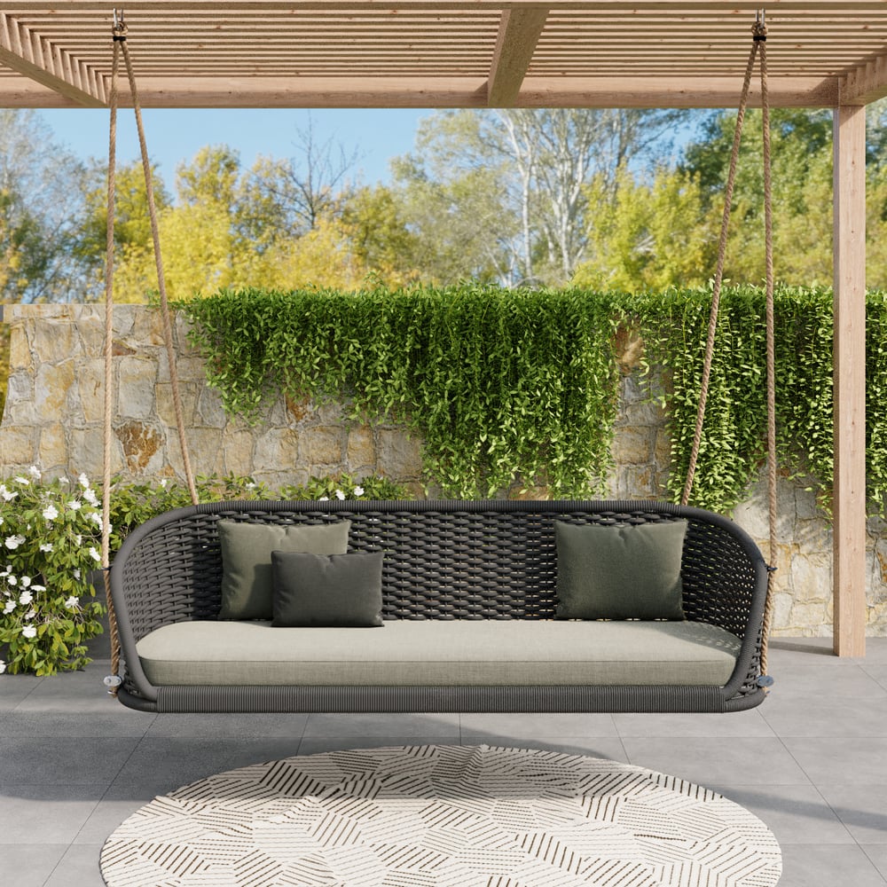 Questions and Answers for Traditional Wide Outdoor Rattan Swing Sofa Hanging Chair with Cushion