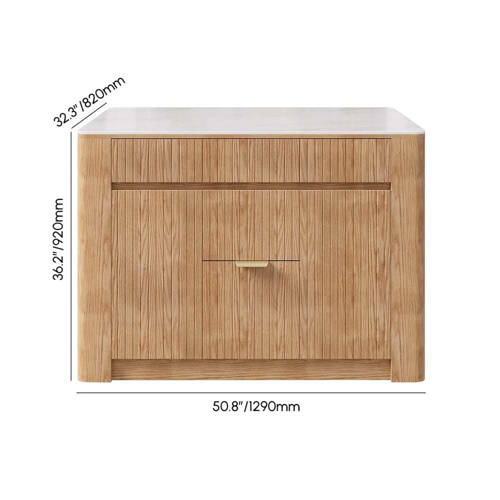 1290mm Kitchen Island Sintered Stone Top with Storage Whitewash Modern｜Homary  UK
