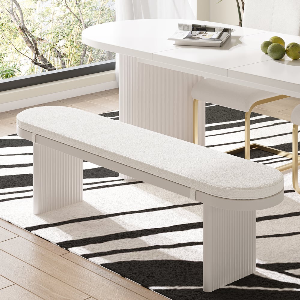 Customer Reviews for Fluve 1600mm White Dining Bench with Boucle Removable Cushion