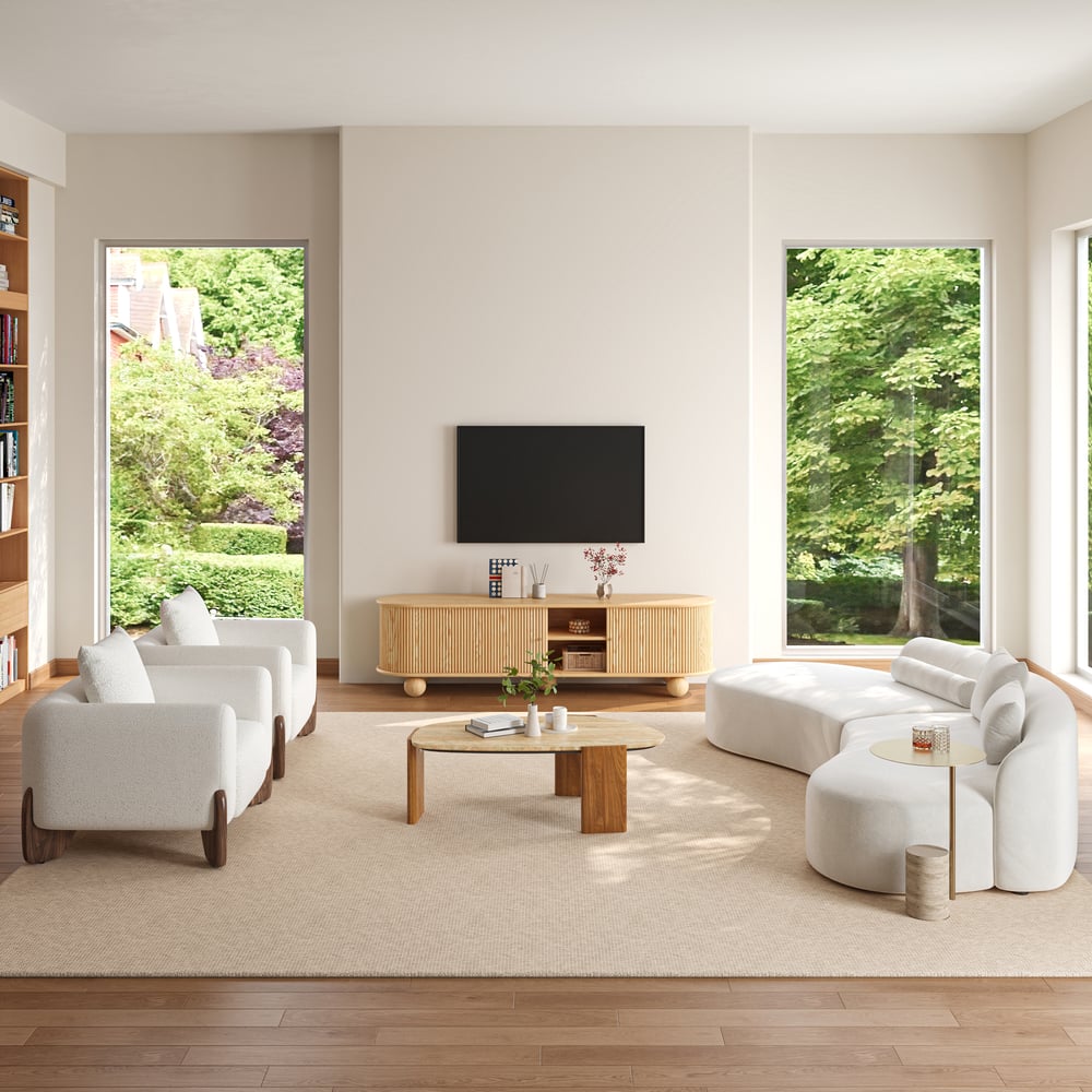 Avis Clients sur Table basse travertin et bois massif beige géométrique pour usage intérieur et extérieur