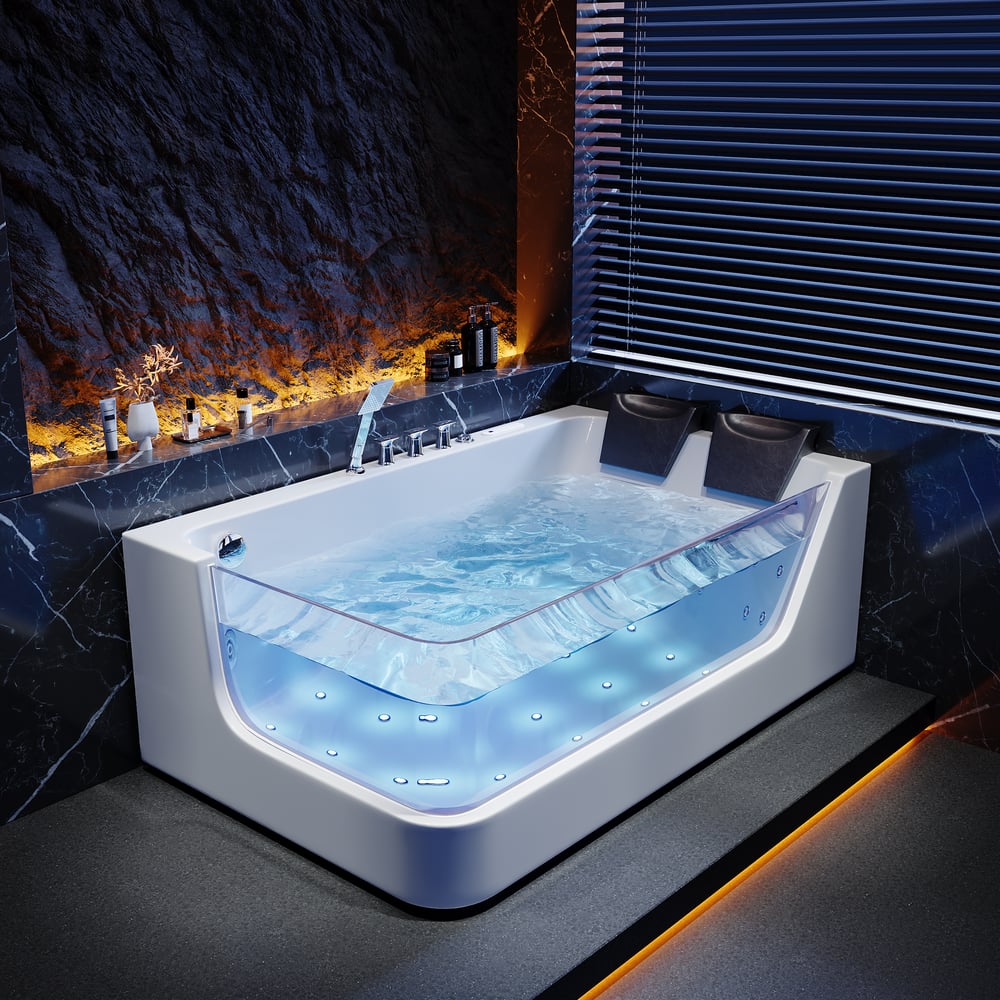 Questions and Answers for 71" 2-Person Whirlpool Bathtub with 16 Massage Jets & Thermostatic Control & LED