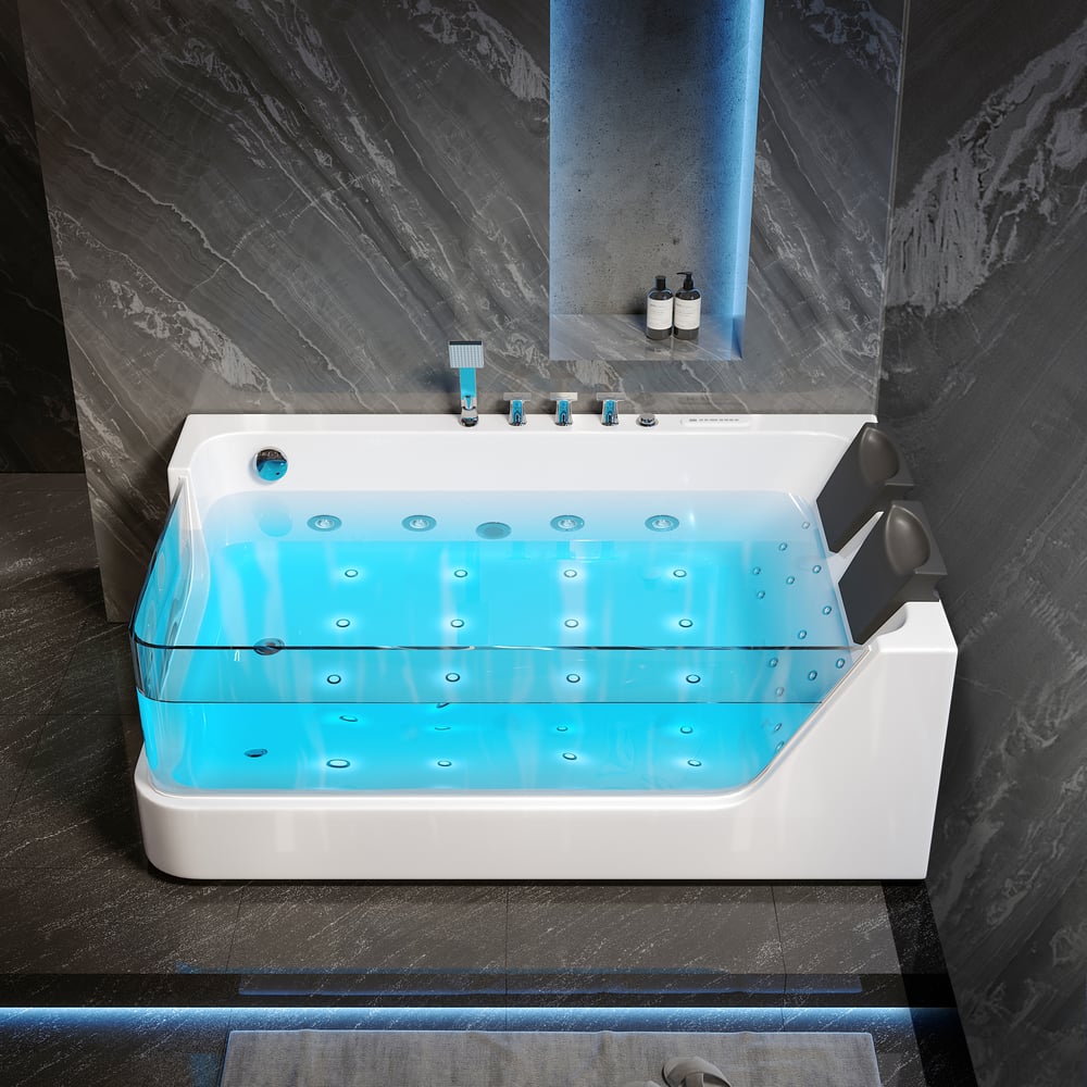 Questions and Answers for 71" 2-Person Whirlpool Bathtub with 16 Massage Jets & Thermostatic Control & LED