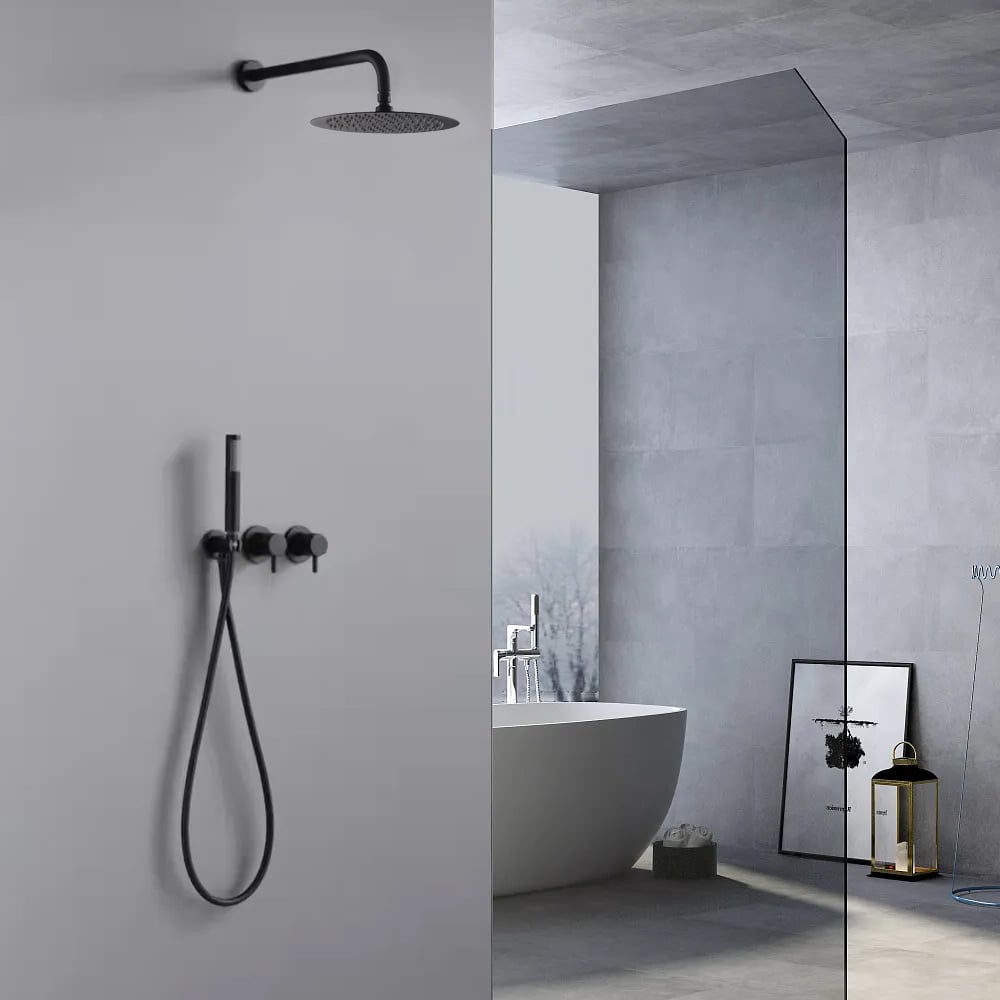 Questions and Answers for 250mm Wall-Mounted Round Black Shower Set 2-Function with Hand Shower
