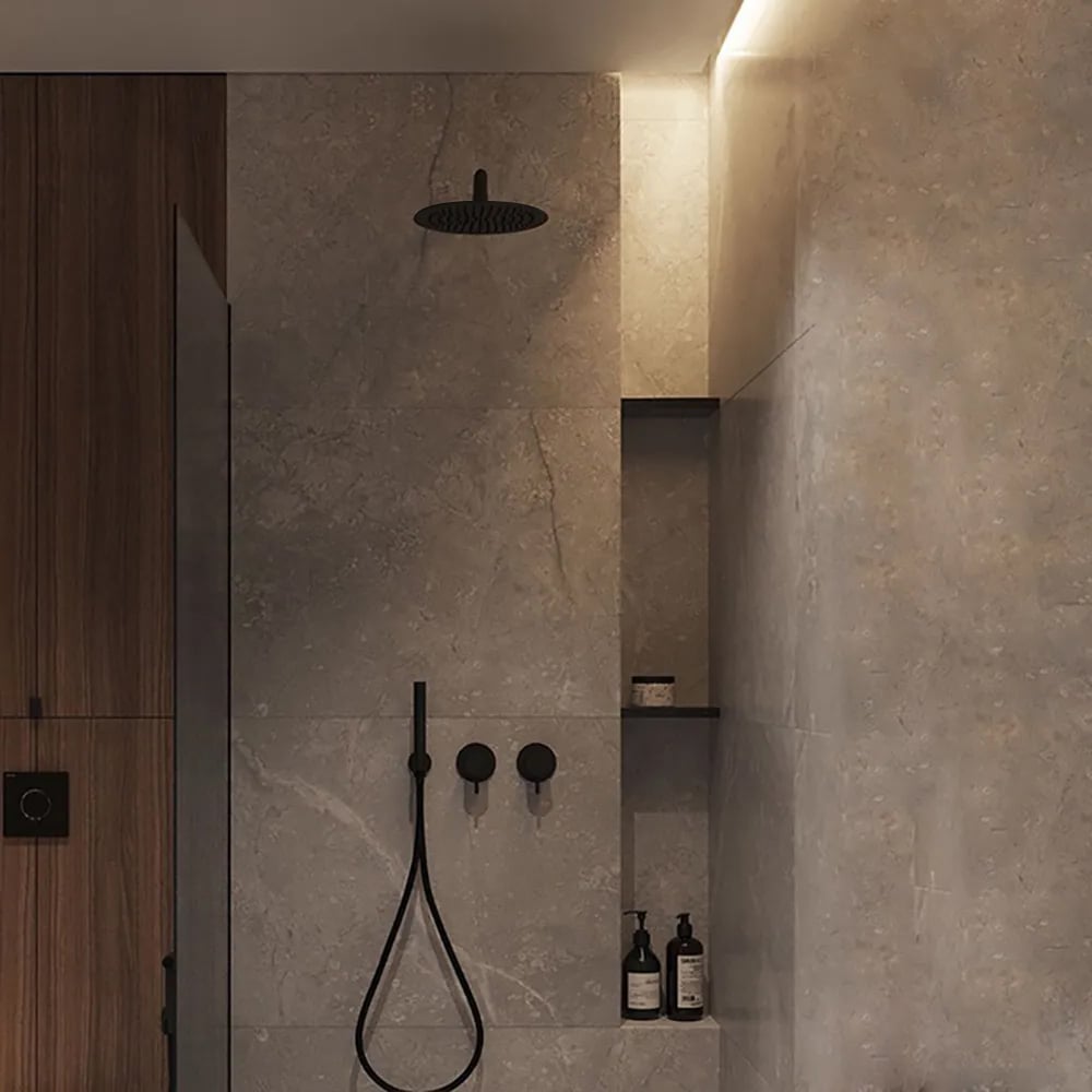 Questions and Answers for 250mm Wall-Mounted Round Black Shower Set 2-Function with Hand Shower