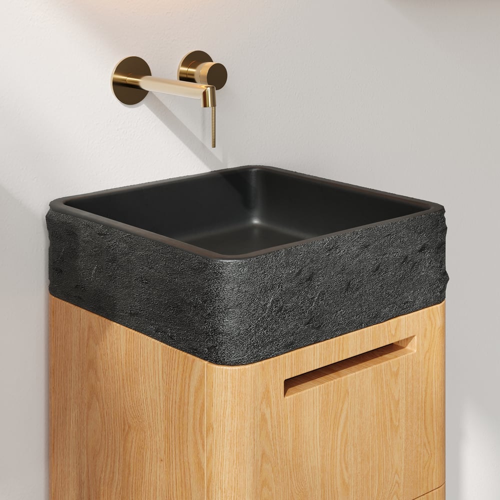 Avaliações de clientes sobre Conjunto de toucador de banheiro flutuante pequeno de 15,7 polegadas com tampo de concreto