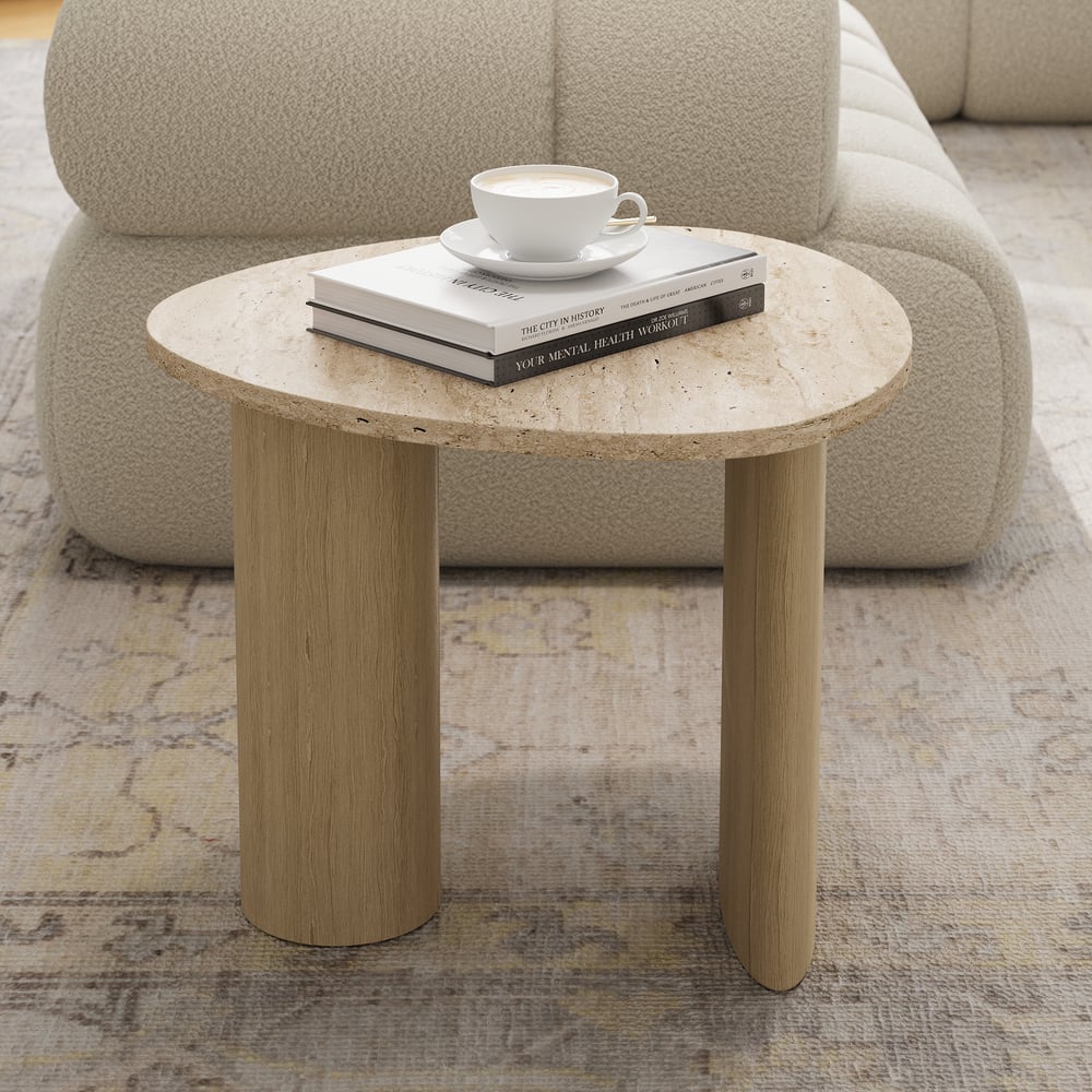 Avaliações de clientes sobre Mesa lateral natural de travertino abstrato de 22"