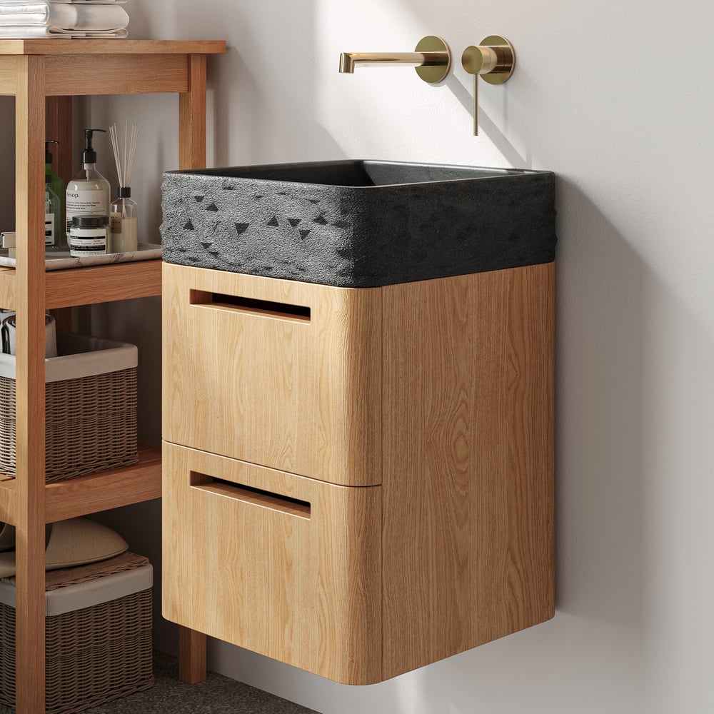 Avaliações de clientes sobre Conjunto de toucador de banheiro flutuante pequeno de 15,7 polegadas com tampo de concreto