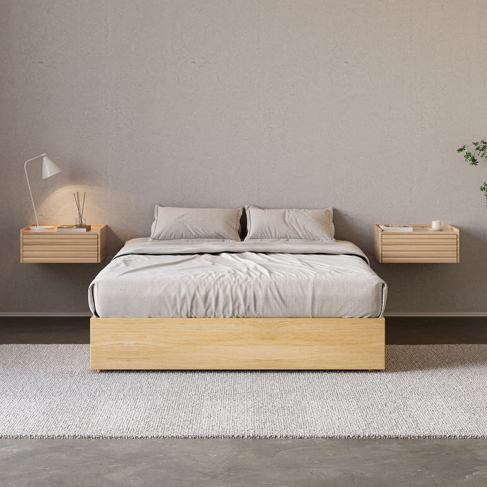 Questions and Answers for Japandi King Size Natural Bed Frame with Storage