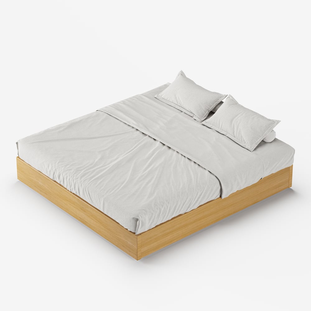 Lit super king size de style scandinave en bois naturel avec rangement|Homary FR