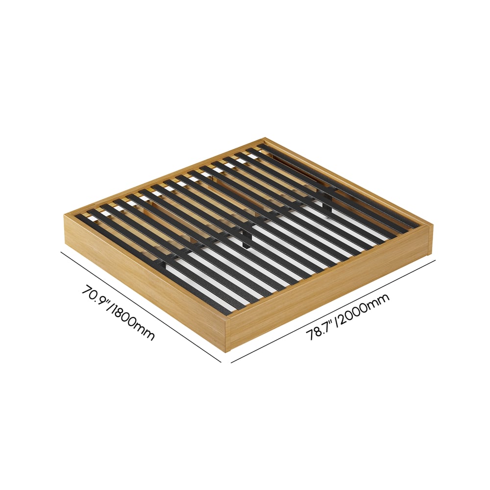 Lit super king size de style scandinave en bois naturel avec rangement|Homary FR