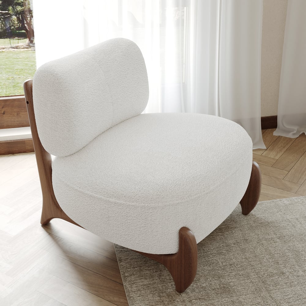 Questions and Answers for Boucle Armless Upholstered Accent Chair with Ash Wood Leg