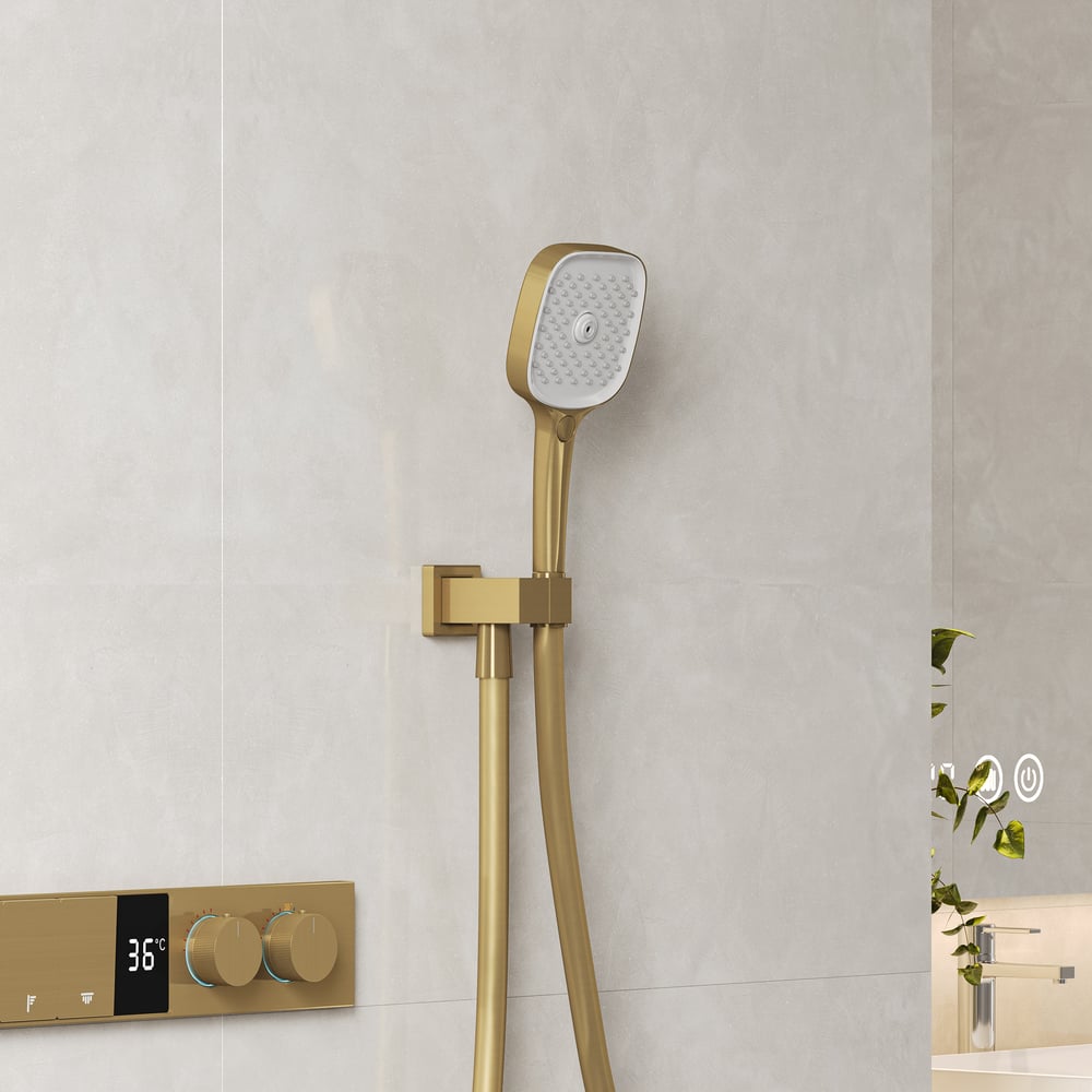 Questions and Answers for Luxury Gold Thermostatic Shower System with Overhead Rainfall & Handheld Spray