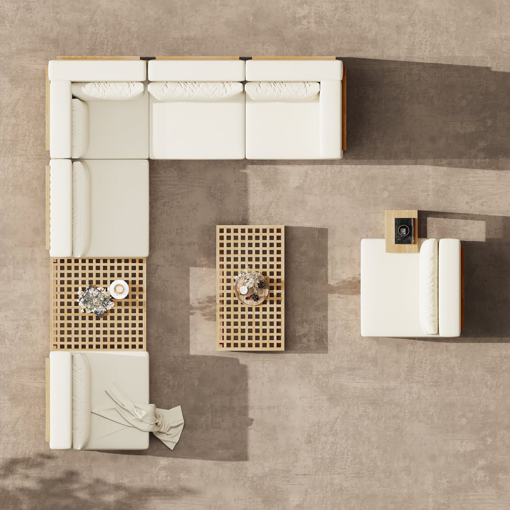 Questions and Answers for 9-Pieces Premium Teak Modular L-Shaped Outdoor Sectional Sofa Set in Beige