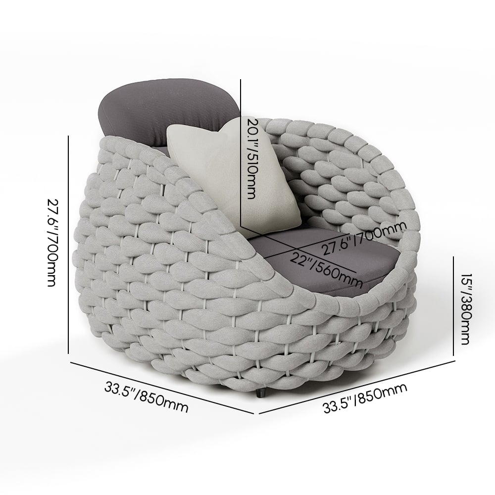Tatta 4 Pieces Woven Rope Outdoor Swivel Sofa Set 360 Degree Rotatable with Coffee Table