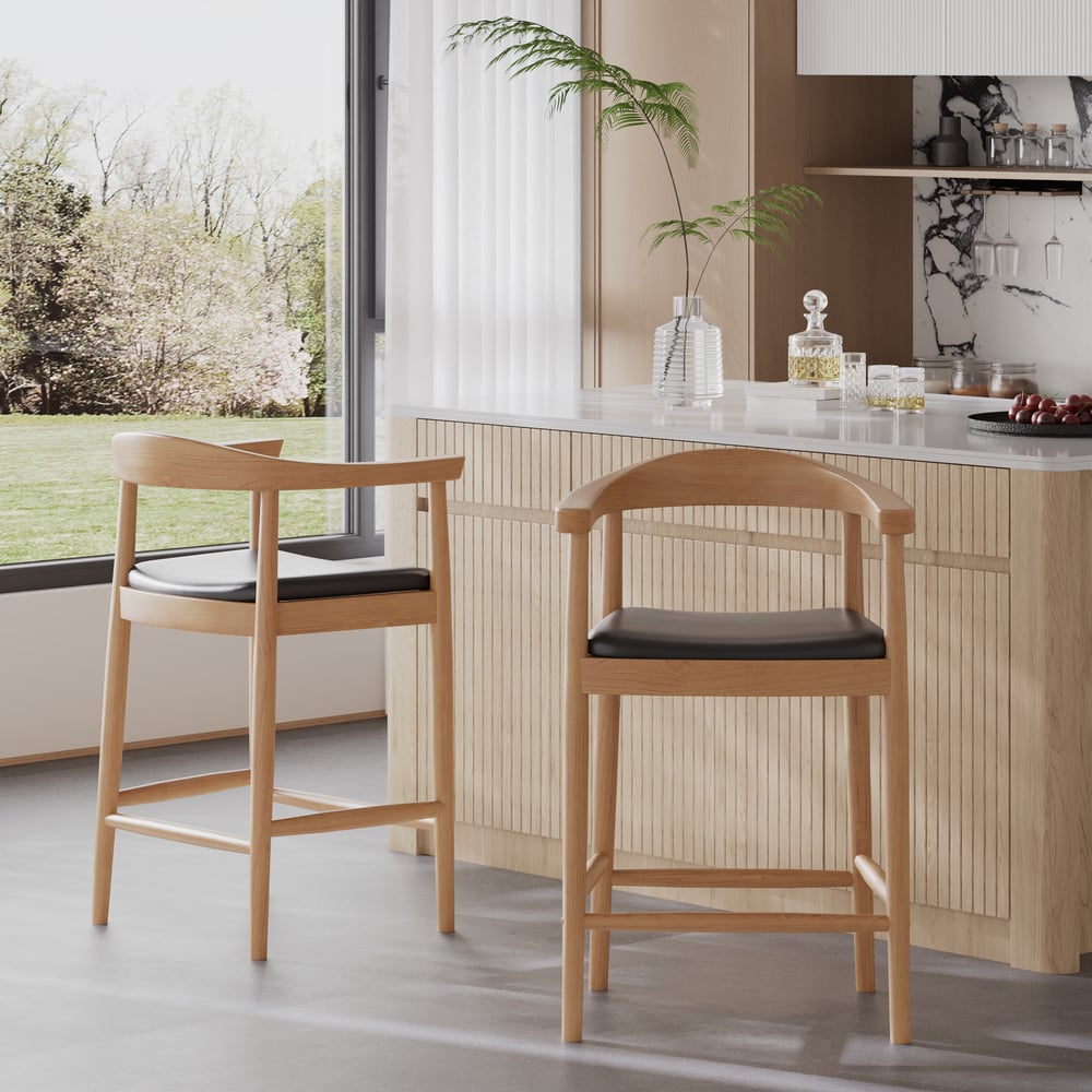 Questions and Answers for Acurv Modern Walnut Solid Wood Counter Stool with Black Faux Leather Upholstery