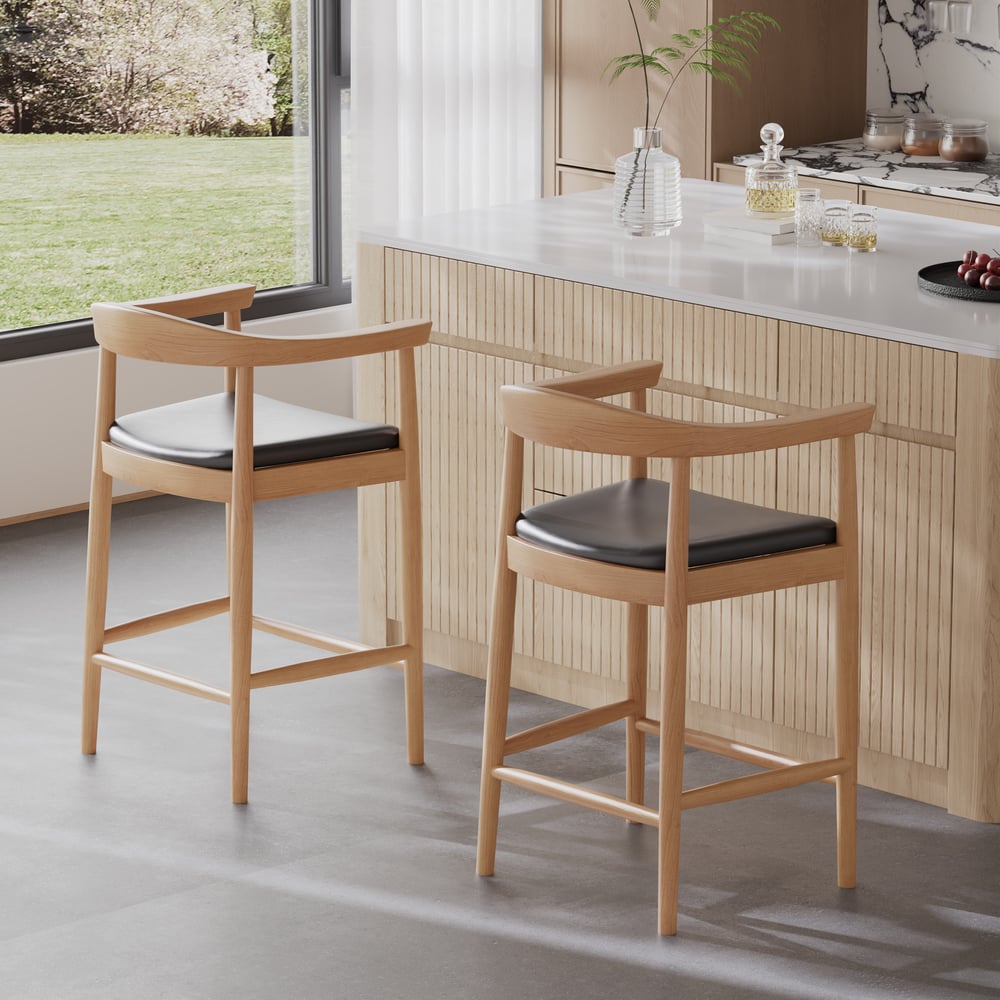 Questions and Answers for Acurv Modern Walnut Solid Wood Counter Stool with Black Faux Leather Upholstery