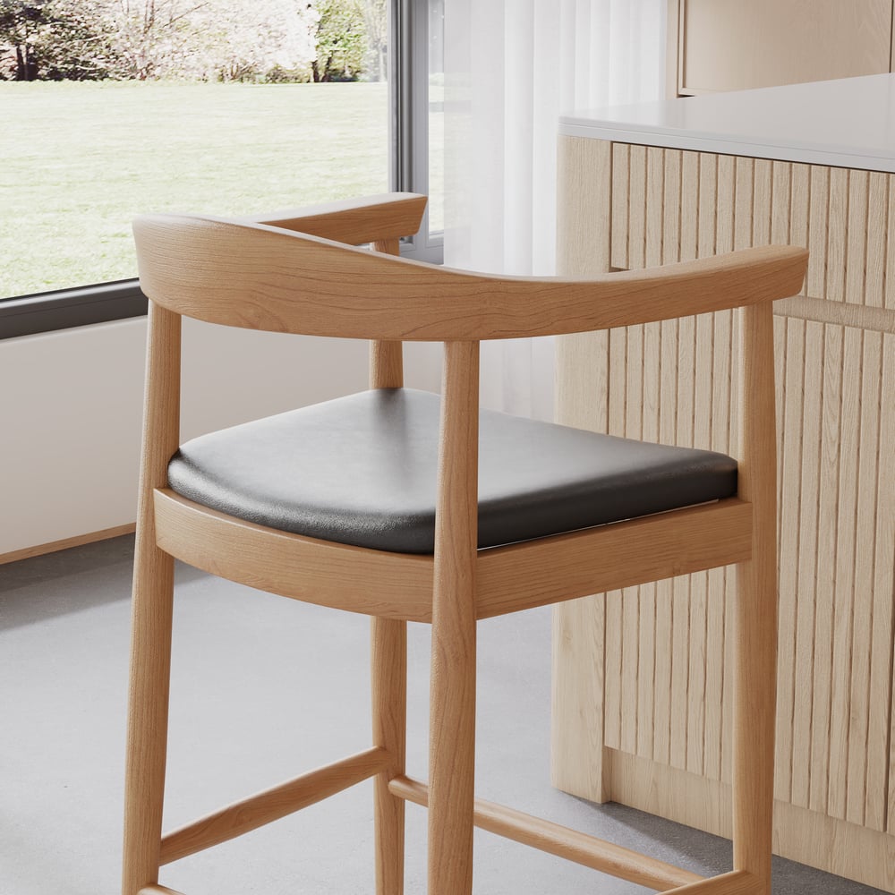 Questions and Answers for Acurv Modern Walnut Solid Wood Counter Stool with Black Faux Leather Upholstery