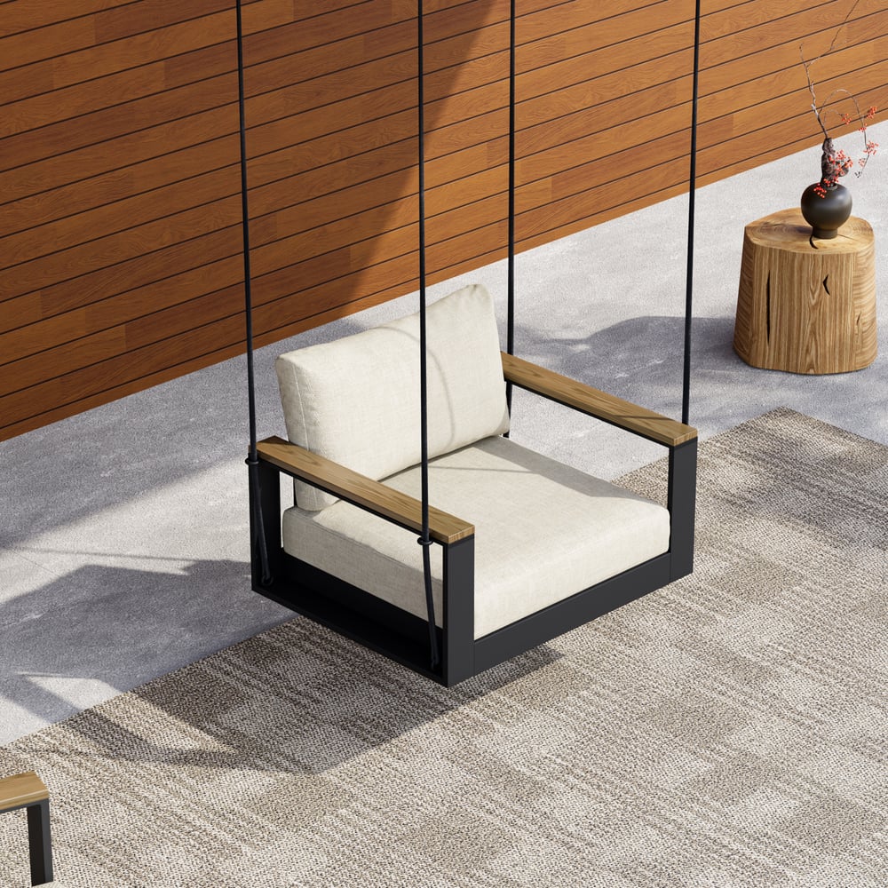 Questions and Answers for Axis Outdoor Swing Sofa in Matte Gray Aluminum with Cushion