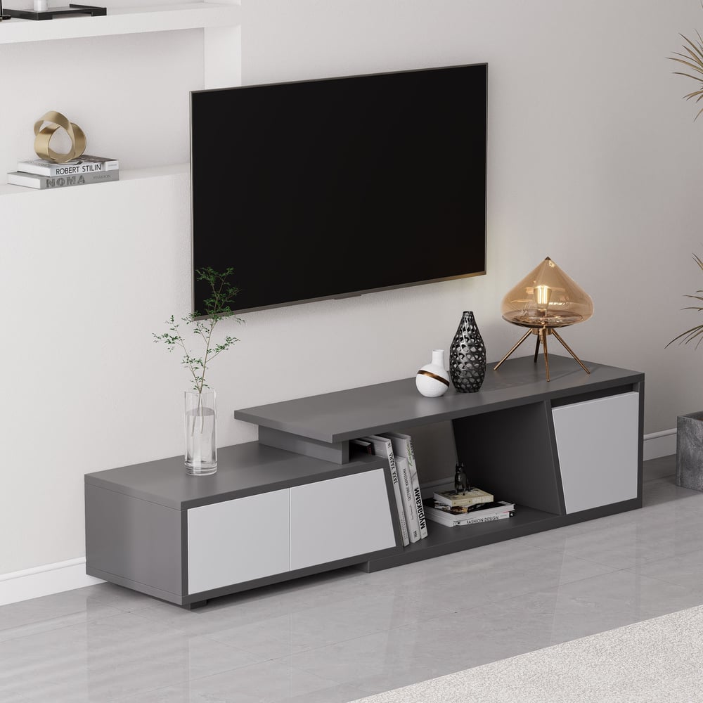 Questions et Réponses pour Meuble TV extensible Fero 120 - 180 cm avec 3 tiroirs - gris