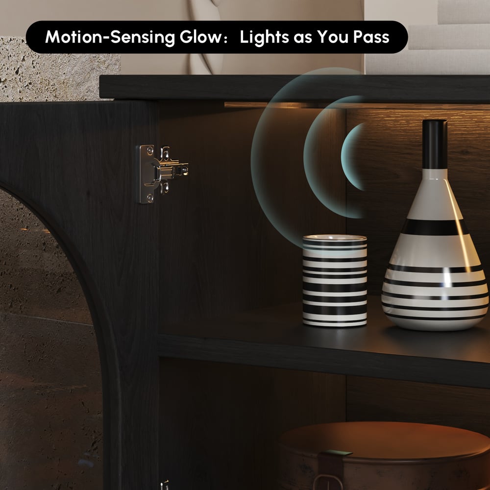 Questions and Answers for Arune 183cm Arched Glass Doors TV Stand with Storage and LED