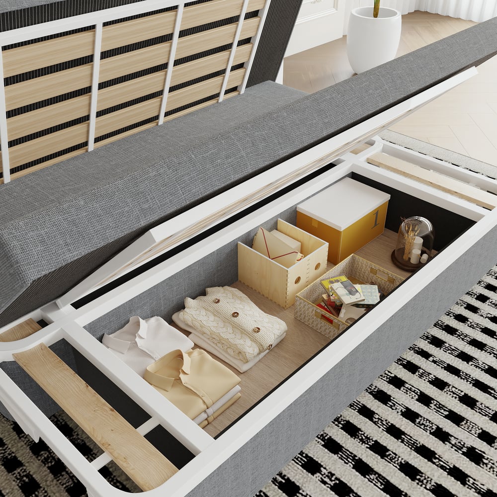 Questions et Réponses pour Canapé convertible 2 places en coton et lin avec rangement, 154 cm