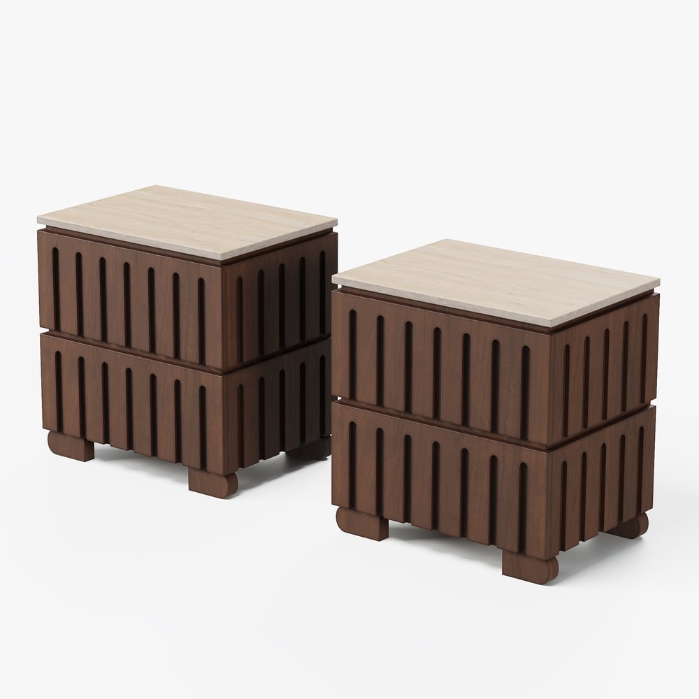 Modern Solid Wood King Upholstered Bed & 2 Drawer Ash Wood Nightstand Set window image