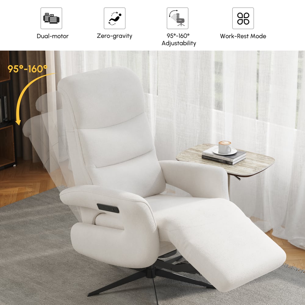 Vragen en antwoorden voor Chenille Velvet Power Recliner Accent Stoel met 360° Draaifunctie