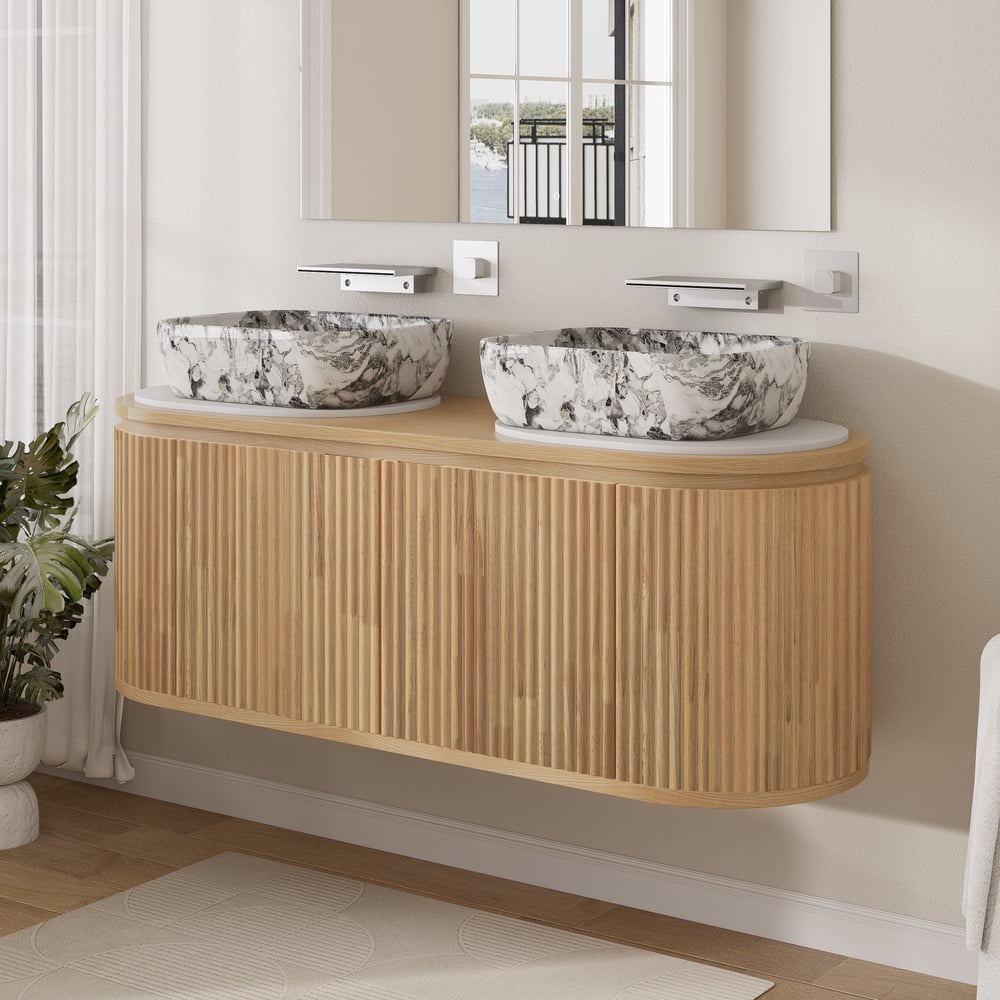 Recensioni dei clienti per Set da bagno indipendente da 59" con doppi lavandini in marmo naturale coltivato