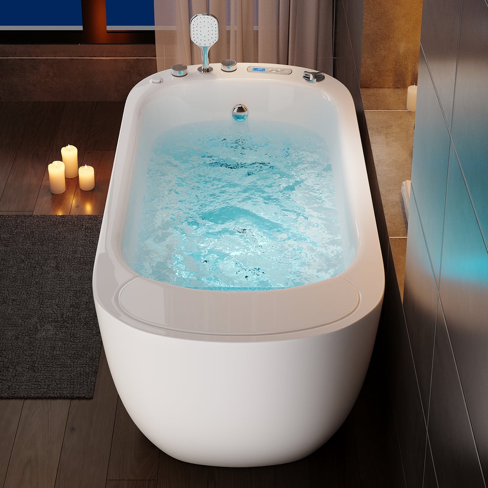 Questions et Réponses pour Baignoire balnéo de 170 cm avec contrôle thermostatique, 11 jets de massage, oreiller cascade LED