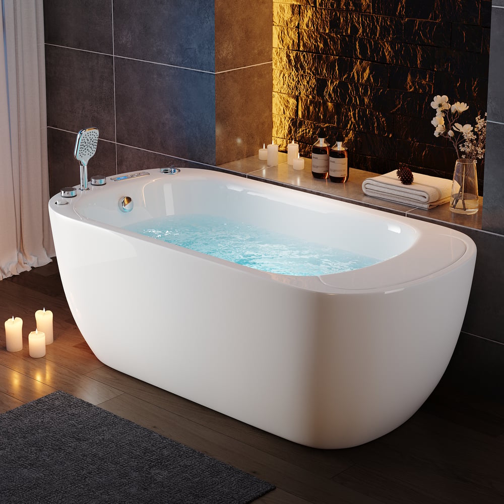 Questions et Réponses pour Baignoire balnéo de 170 cm avec contrôle thermostatique, 11 jets de massage, oreiller cascade LED