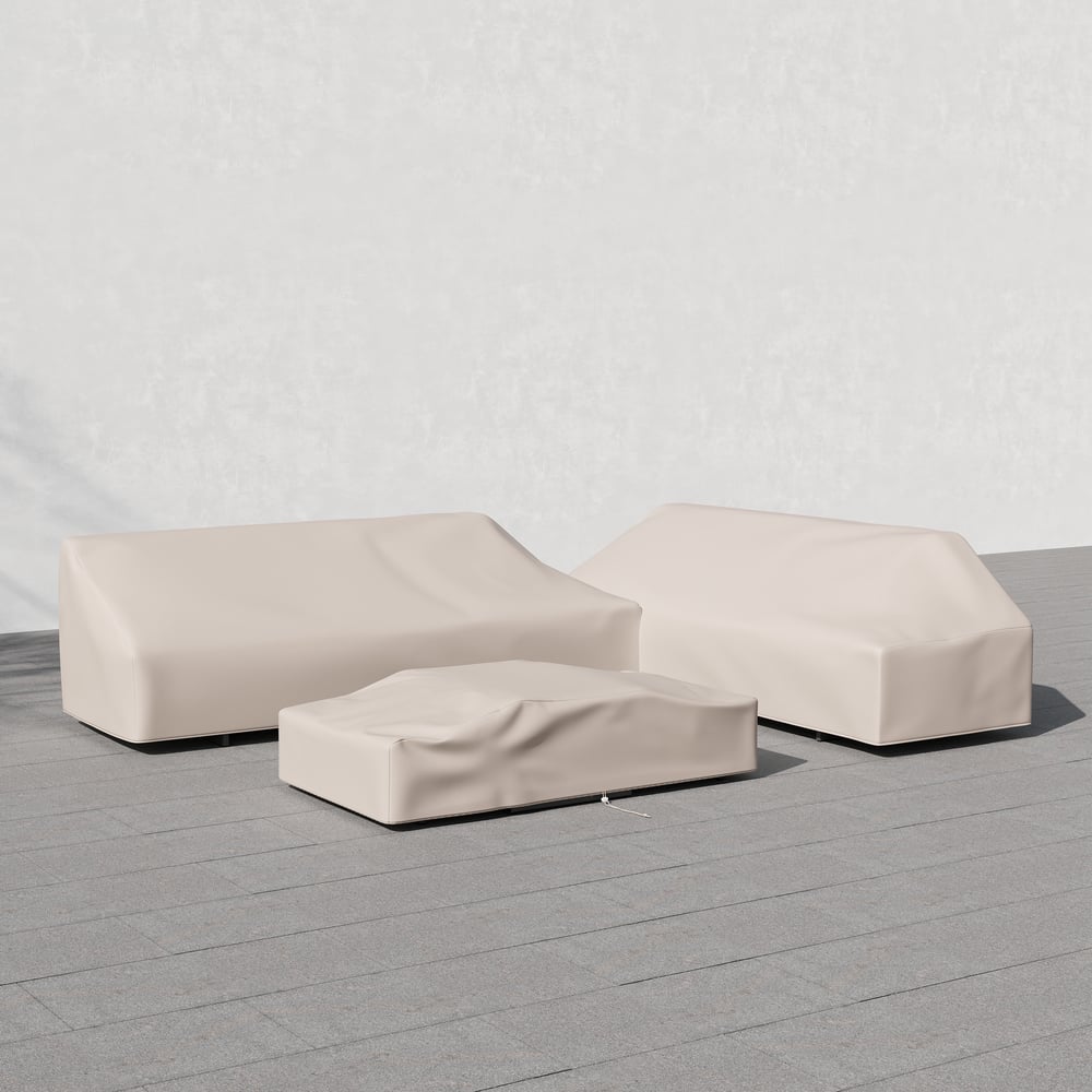 Questions et Réponses pour Housses de meubles de patio d'extérieur imperméables en toile résistante 600D en beige